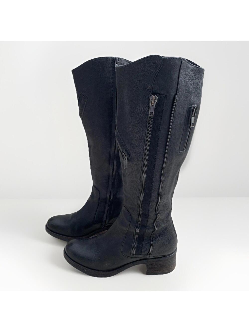 Vera Wang Made In Italy Boots Tall Riding Black Leather Sz 7.5